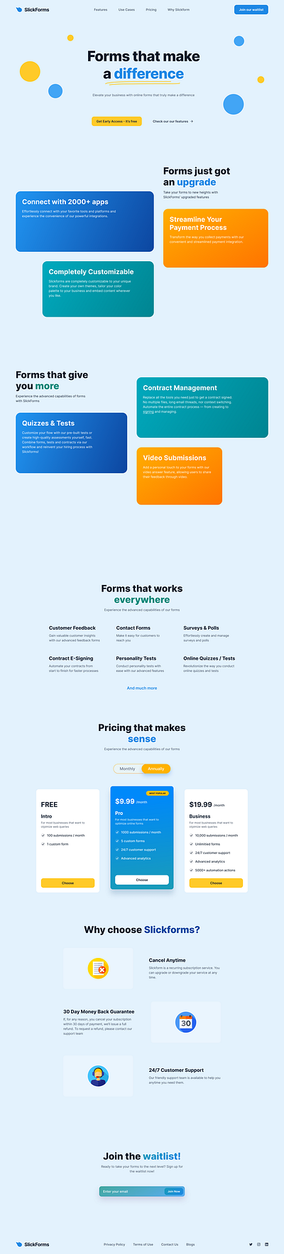 Slickforms - one form to replace them al🚀 design forms jotform quizz surveys typeforms ui ux web website