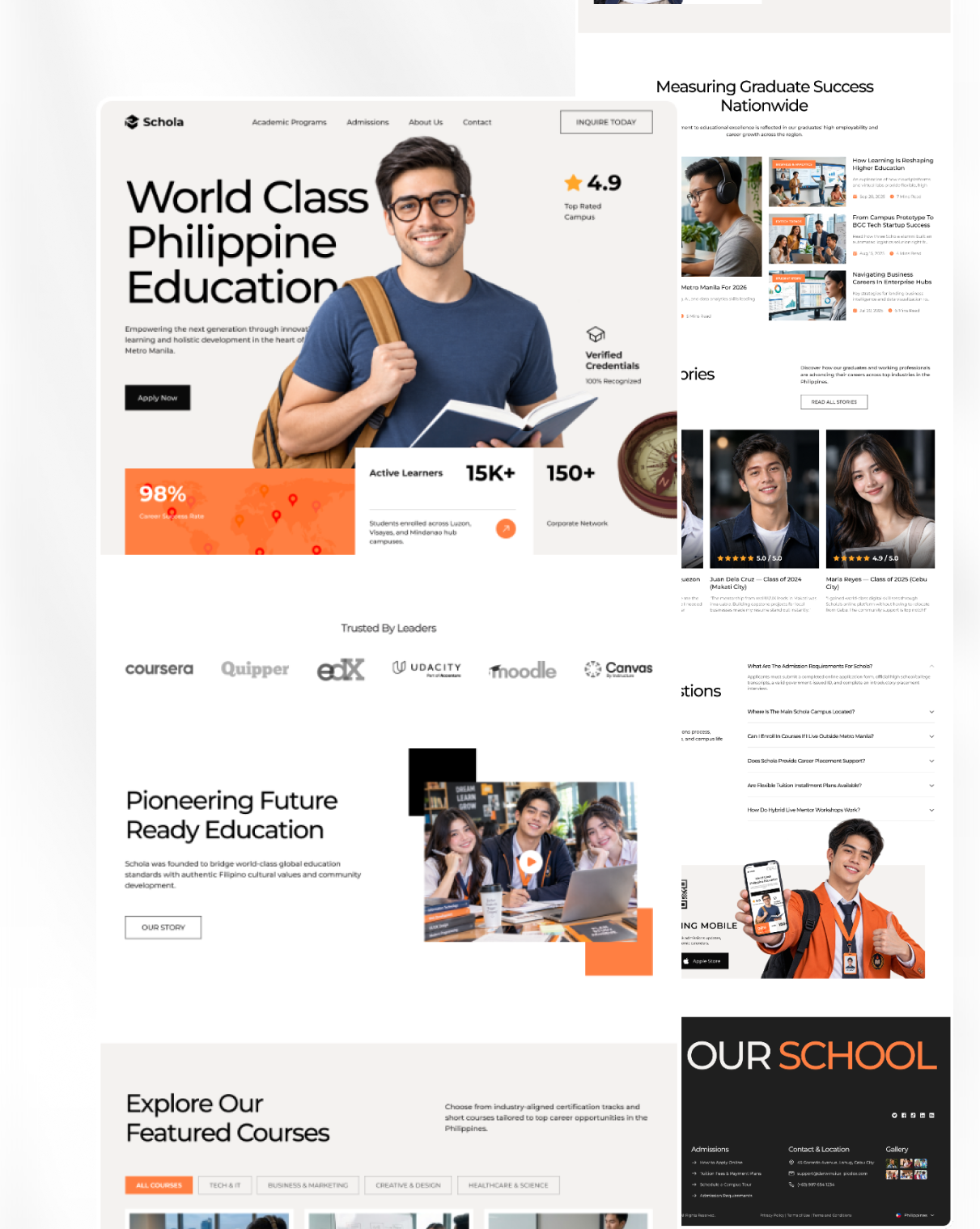 Schola Philippines — Future-Ready Higher Education Hub cleanui digitallearning edtech educationdesign figma highered interface landingpage minimalism modernui productdesign schoolwebsite uidesign uiux userexperience userinterface uxdesign visualdesign webdesign webdesigner