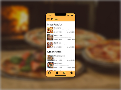 DailyUI #043 Food/Drink Menu black daily ui dailyui design food menu orange order pizza restaurant ui white