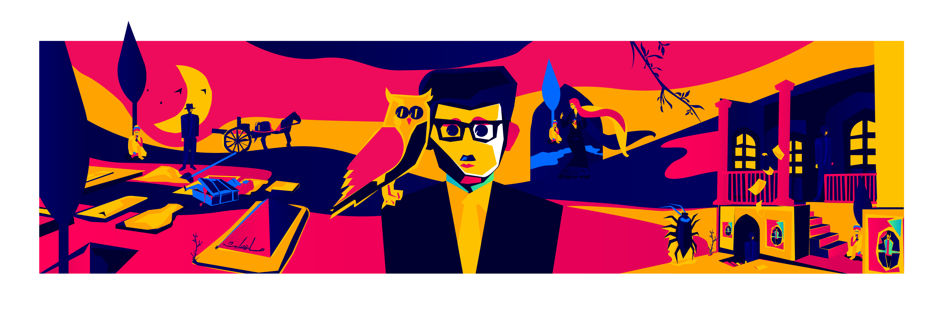 Sadegh Hedayat illustration illustrator iran sadegh hedayat sadwgh vector writer بوف بوف کور جغد صادق صادق هدایت مسخ نویسنده