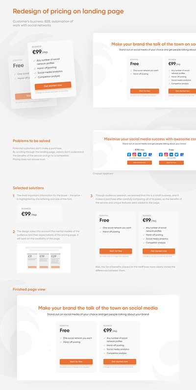 Redesign of pricing on landing page b2b landing landing page pricing pricing page problem solving design redesign ui uiux user experience user interface ux