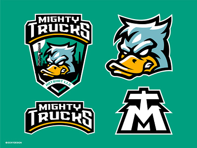 Mighty Trucks Duck branding branding idea design duck branding duck logo esports gaminglogo hockey logo illustration mascot mascot logo mighty duck mining sports brand truck logo