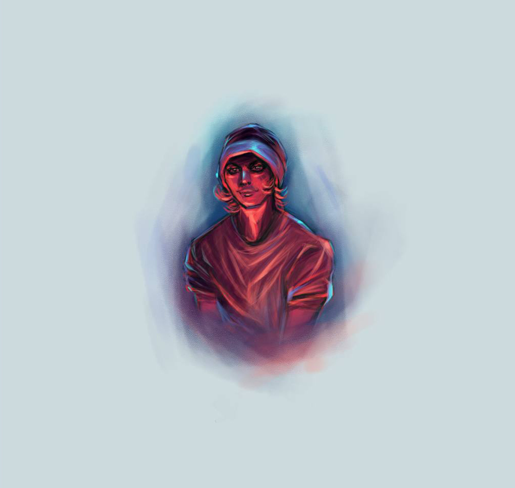 handsome boy art blue cg design digital digital art draw illustration light man orange paint portrait red