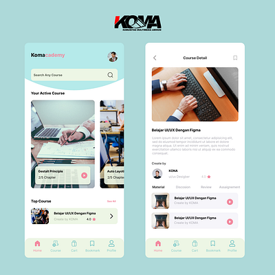 KOMACADEMY APPS app branding design interface koma typography ui ux