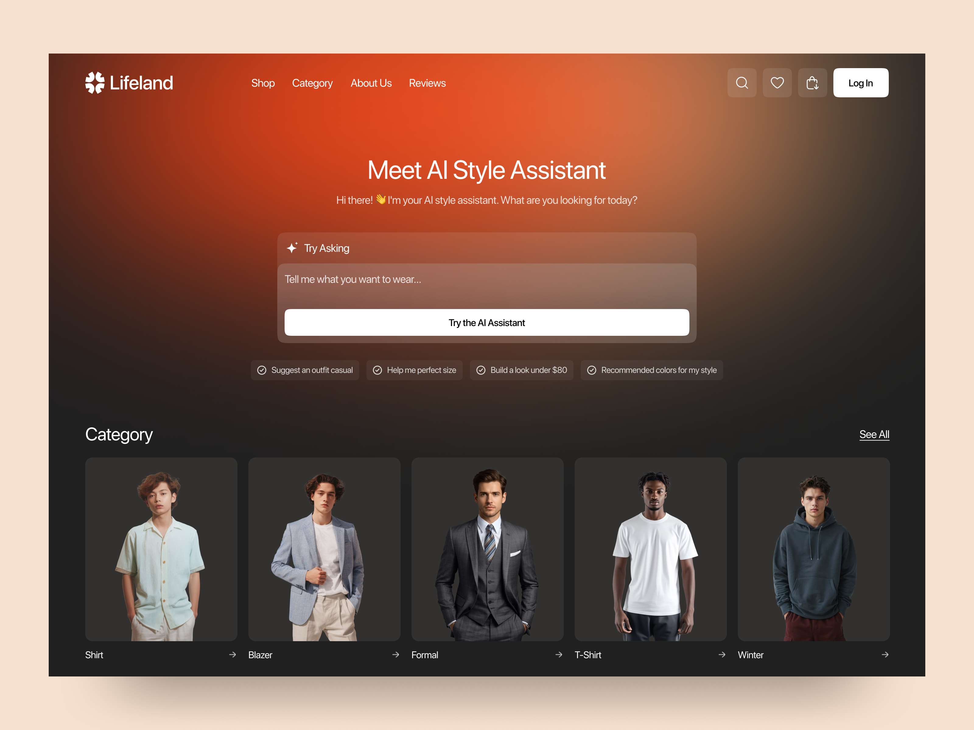 Lifeland- AI Assistant Clothing & Shopping Web Design ai ai assistant clothing ai assistant ecommerce ai assistant fashion dashboard ai assistant shopping home ai assistant web ai clothing ai dashboard ai fashion ai landing page ai product design ai shopping ai shopping assistant ai shopping dashboard ai suggest shopping e commerce e commerce home product design web web design