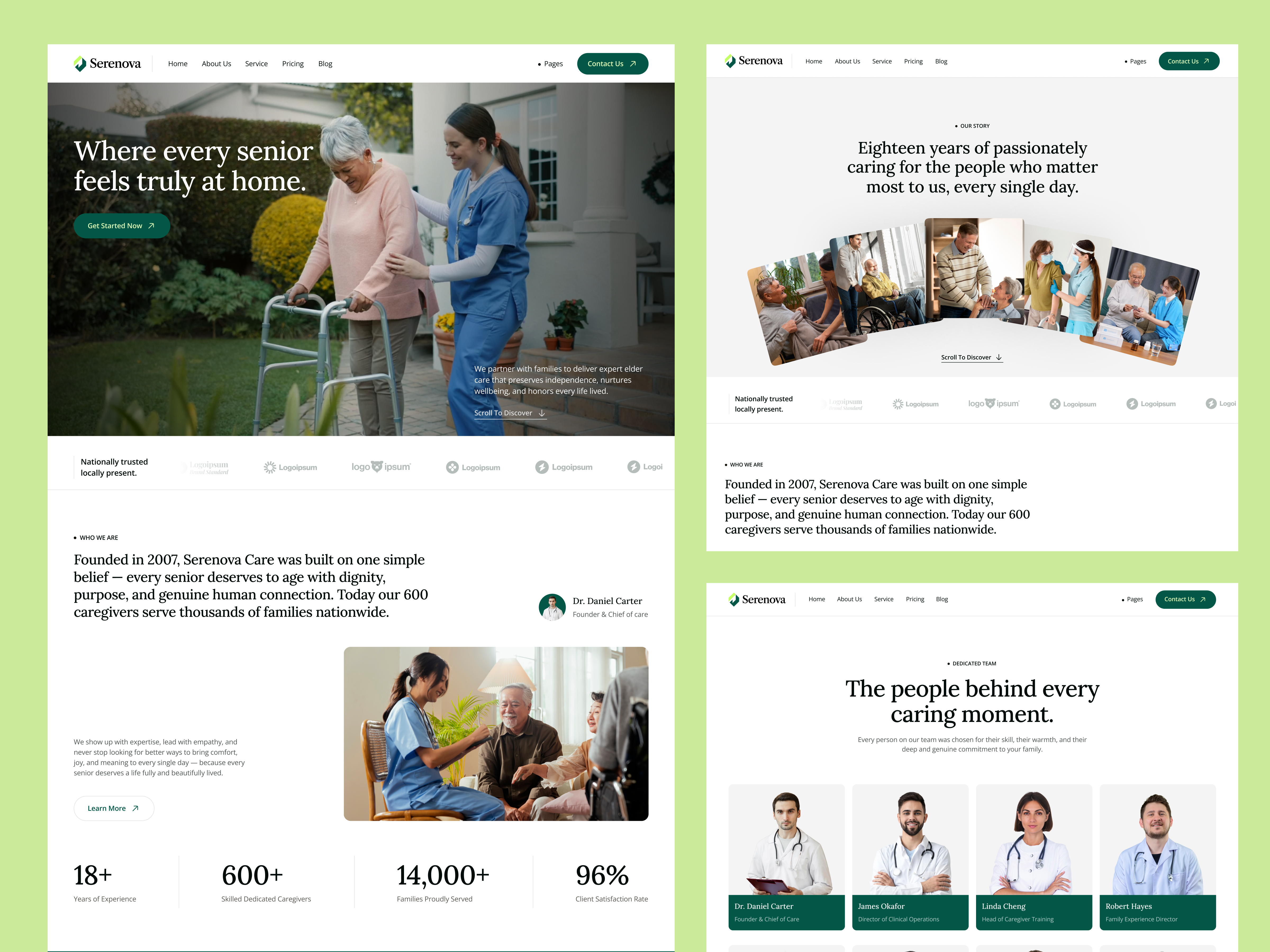 Serenova - Senior Care & Elder Care Website Design doctor consultation healthcare healthcare website design landing page medical clinic website medical landing page patient centered design popular saas website service user experience web design webflow template website