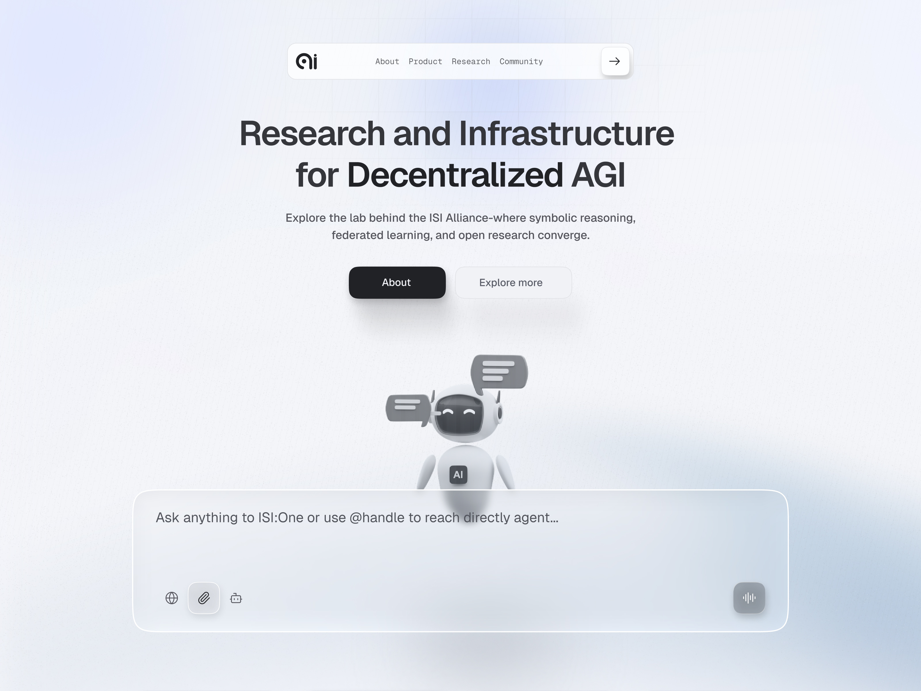 AI Research Landing Page Design ai agent ui ai infrastructure ai landing page decentralized agi glassmorphism landing page design light mode ui ui ux web web design web3 ai
