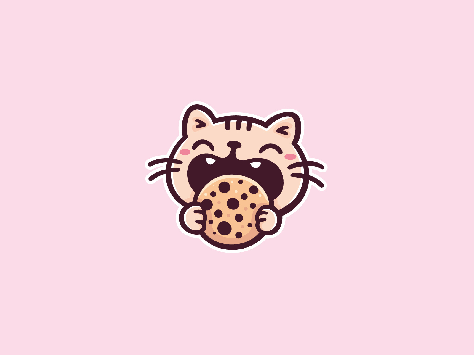 Cute Cat Cookie Logo (for Exclusive Sale) adorable bakery branding cat cats chocolate cookie custom design happy hungry illustration kawaii kitty logo pastery pets