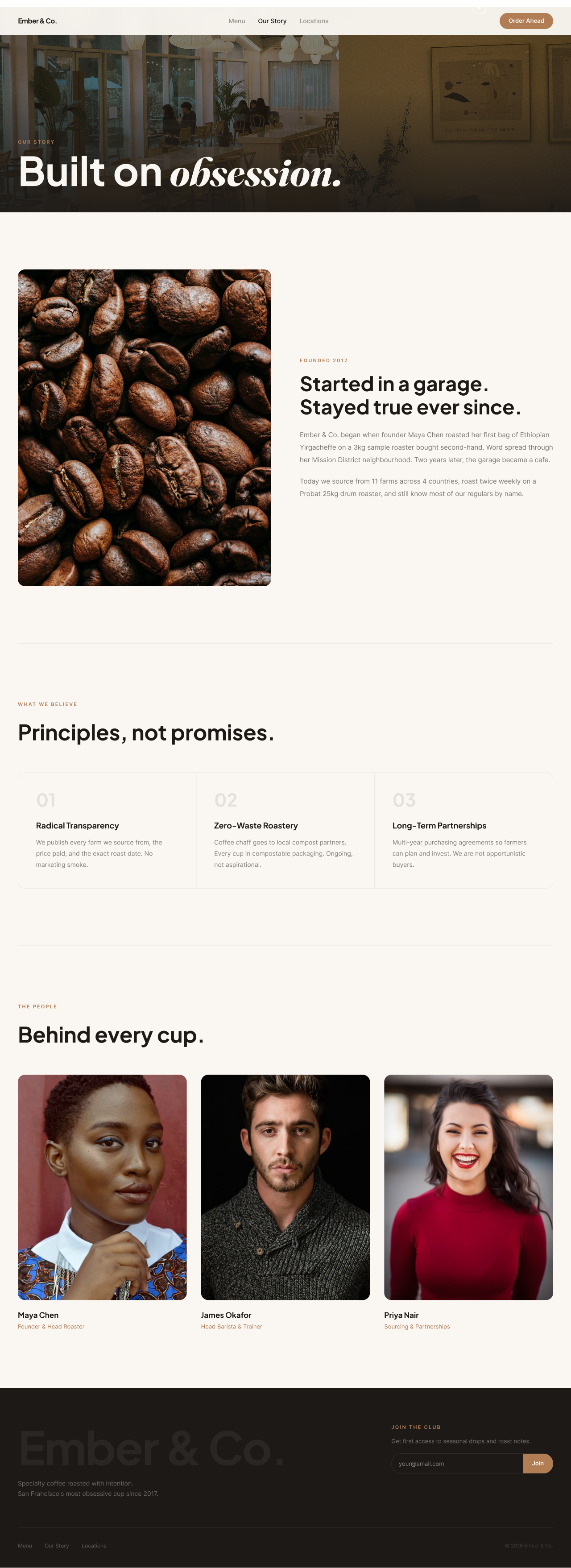 Our story emberco. figma framer graphic design ourstory ui uidesign userinterface uxdesign webdesign