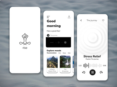 Rise | Meditation App app figma graphic design illustrator meditation prototype uiux