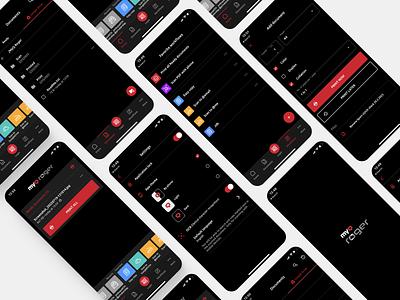 MyQ Roger — iOS & Android mobile app android app application cloud dark dashboard design ios mobileapp myq printer printing qr qrcode red ui ux design