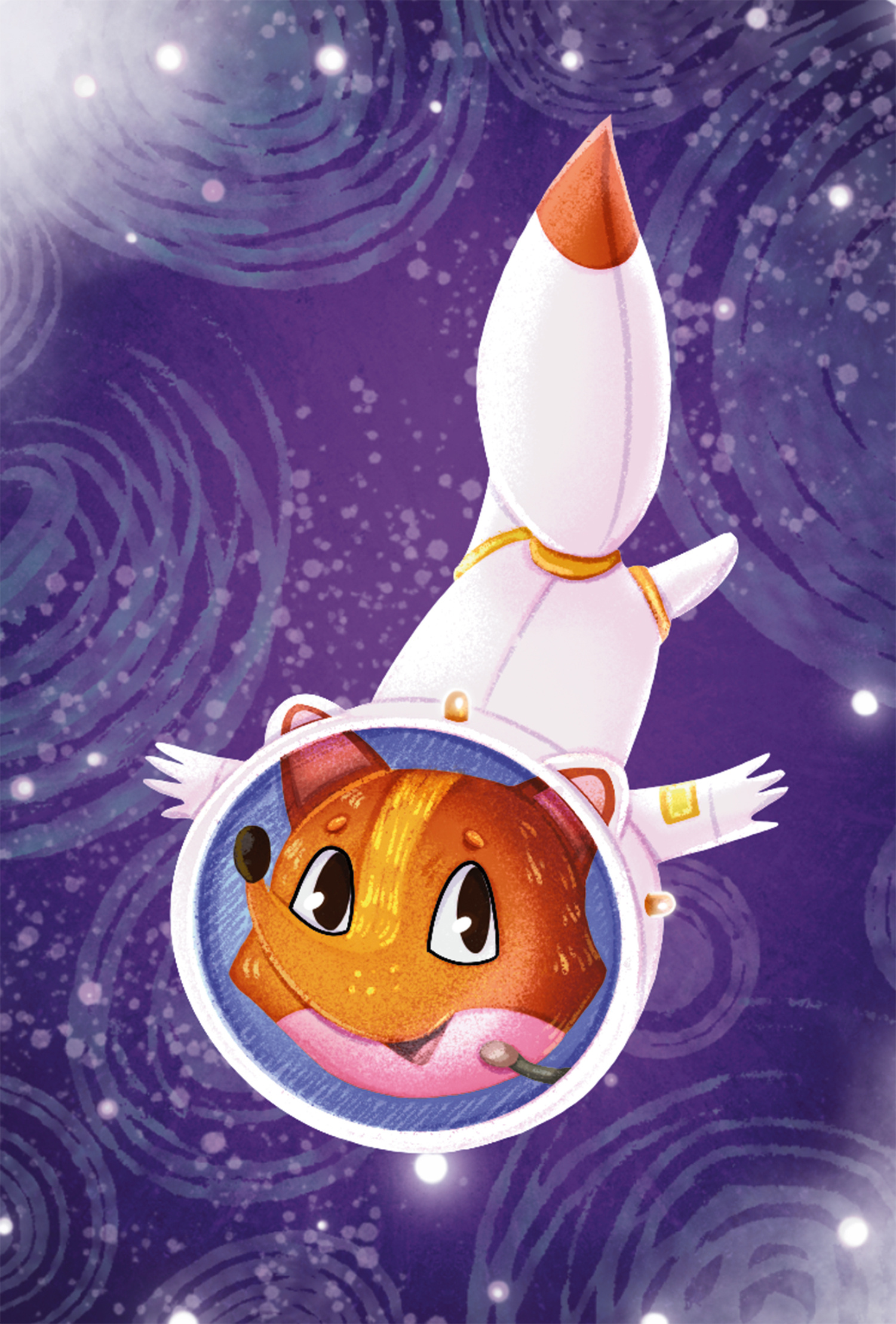Space Fox character design for children's card game art branding character design children illustration design illustration kid art procreate raster illustration