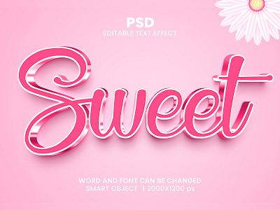 Sweet 3D Editable Photoshop Text Effect Template best text effect cute download link flower background love lovely pink font pink text effect