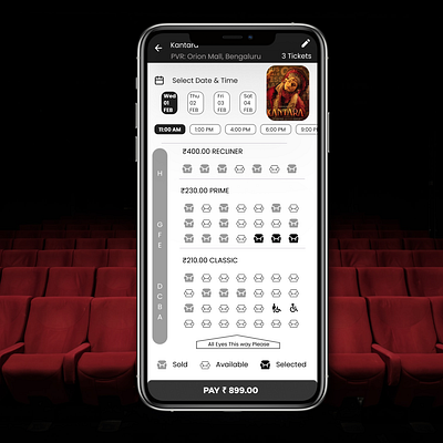 Seat Selection UI | Movie Ticket Booking | BW Colors ui design ux design uxui designer