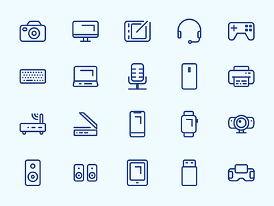 Devices - Icon Set / Outline / 24px 24px computer device devices drawing tablet gadget gadgets graphic design graphicdesign icon icon set icons keyboard line outline printer scanner smartphone ui user interface