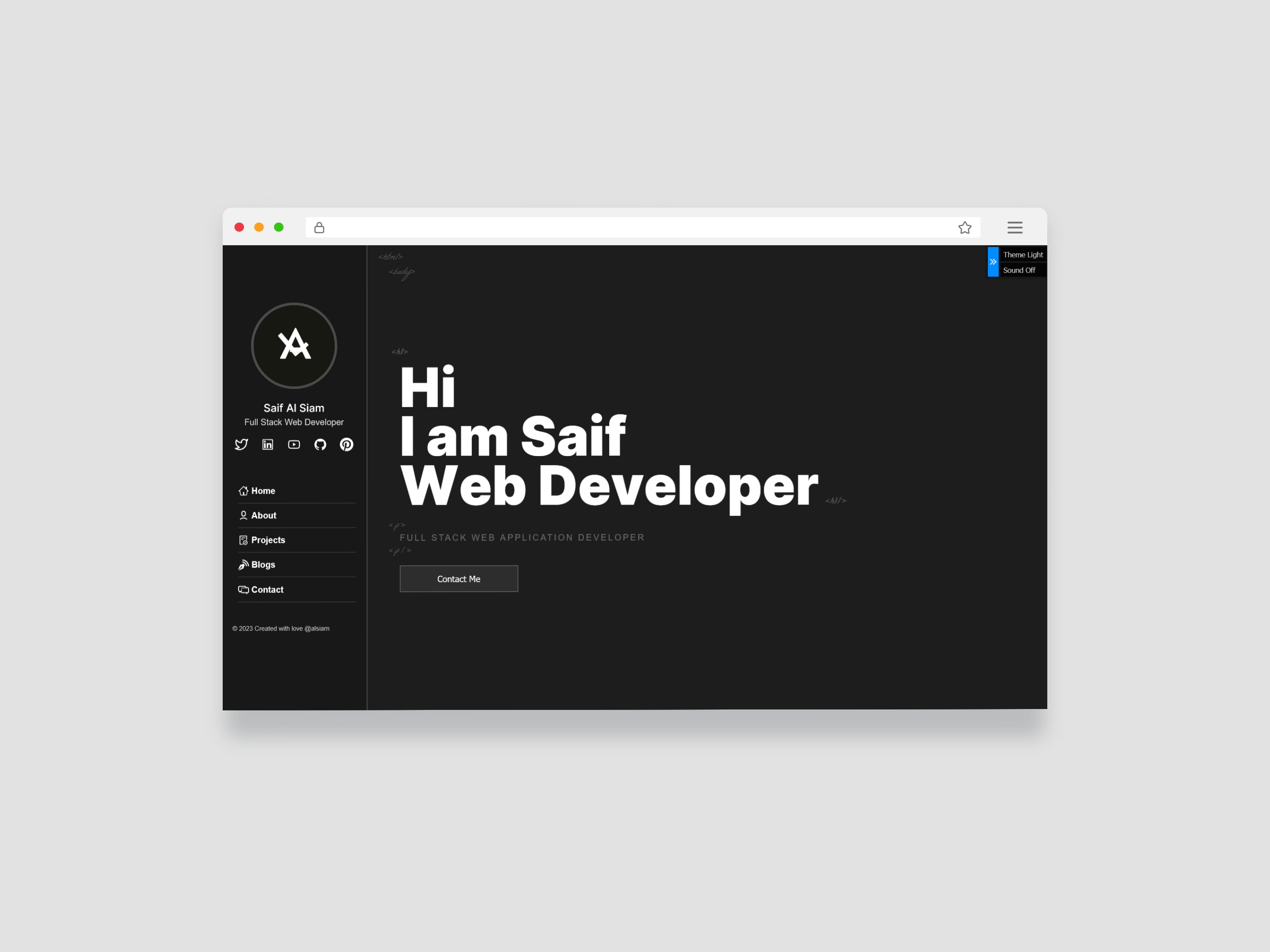 Al Siam's Personal Web Application design portfolio web app website