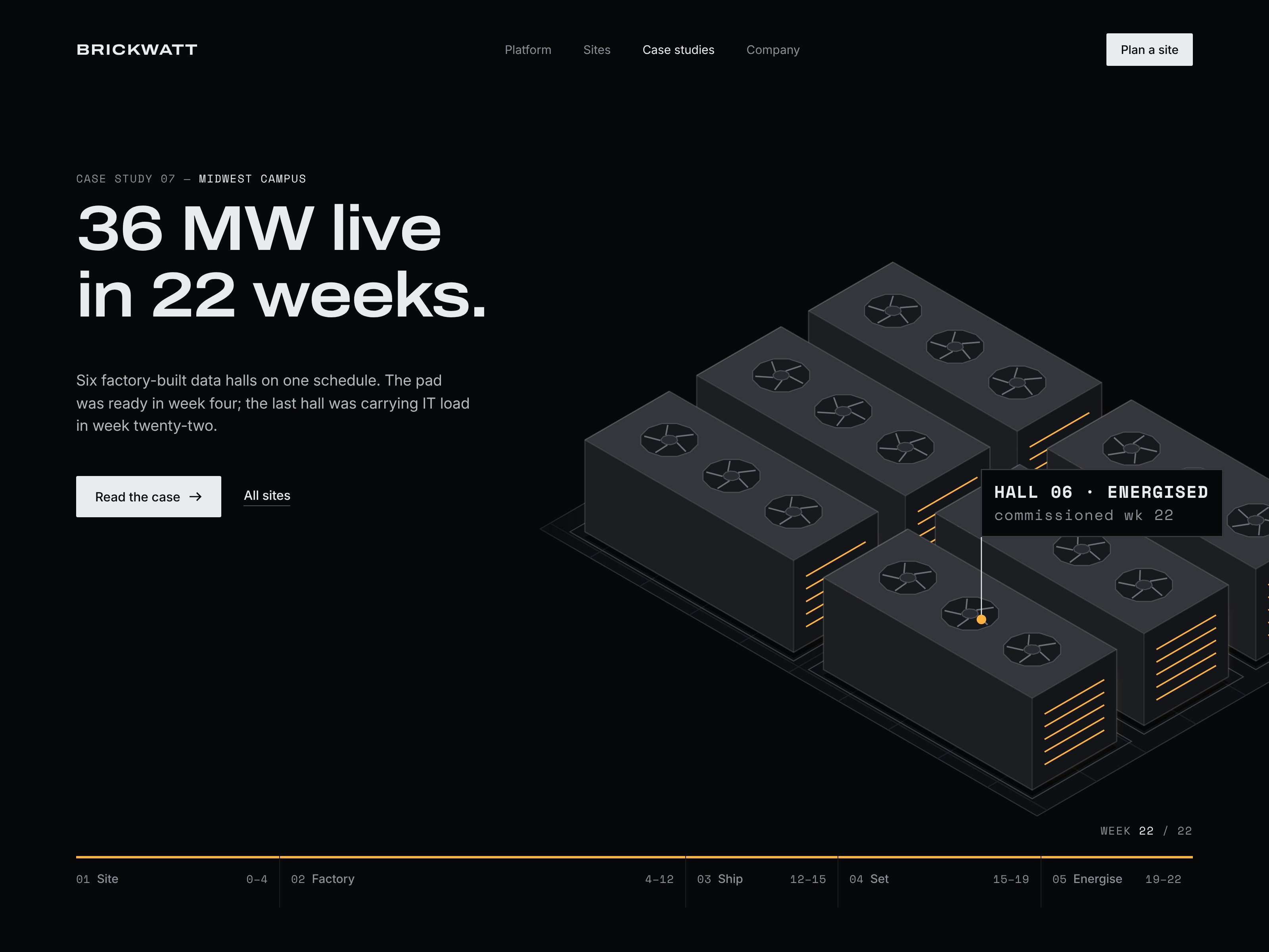 AI Data Center Case Study Website — Brickwatt ai infrastructure website b2b web design b2b website case study website construction website dark website data center website energy website engineering website industrial web design industrial website interactive website isometric illustration landing page animation motion design tech website technical drawing web design webflow website animation