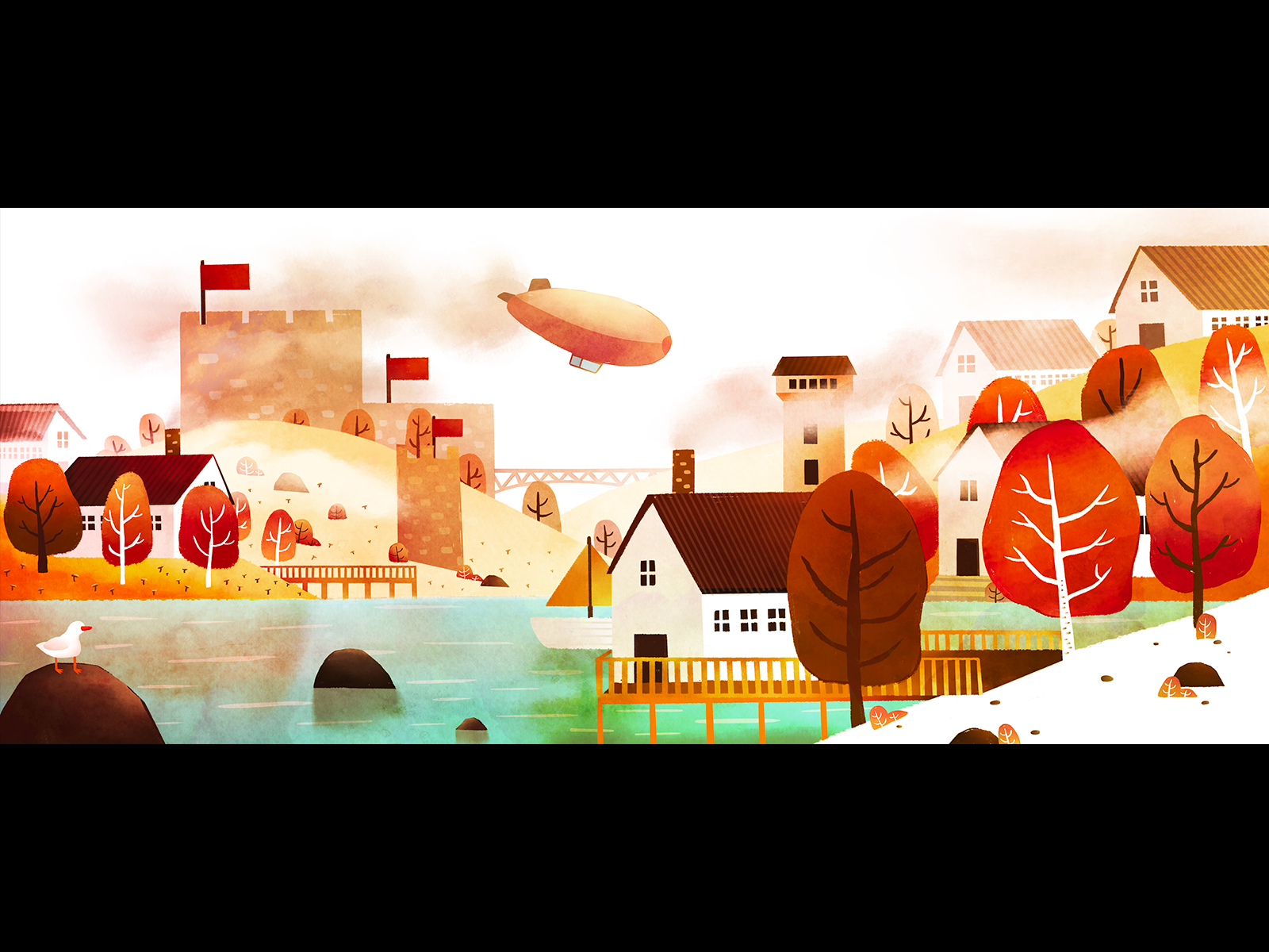 Autumn Landscape new version drawing illustration landscape nature watercolor