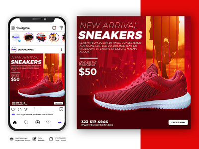 Shoes sale for social media post or square banner template banner poster