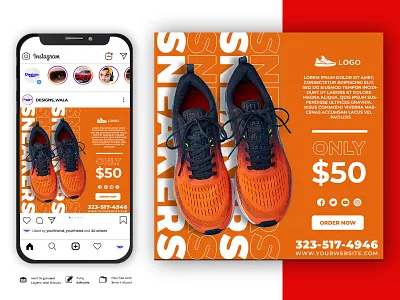 Shoes sale for social media post or square banner template banner poster