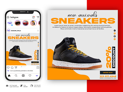 Shoes sale for social media post or square banner template banner poster