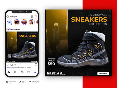 Shoes sale for social media post or square banner template banner poster