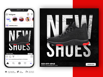 Shoes sale for social media post or square banner template banner poster