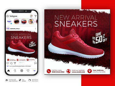 Shoes sale for social media post or square banner template banner poster