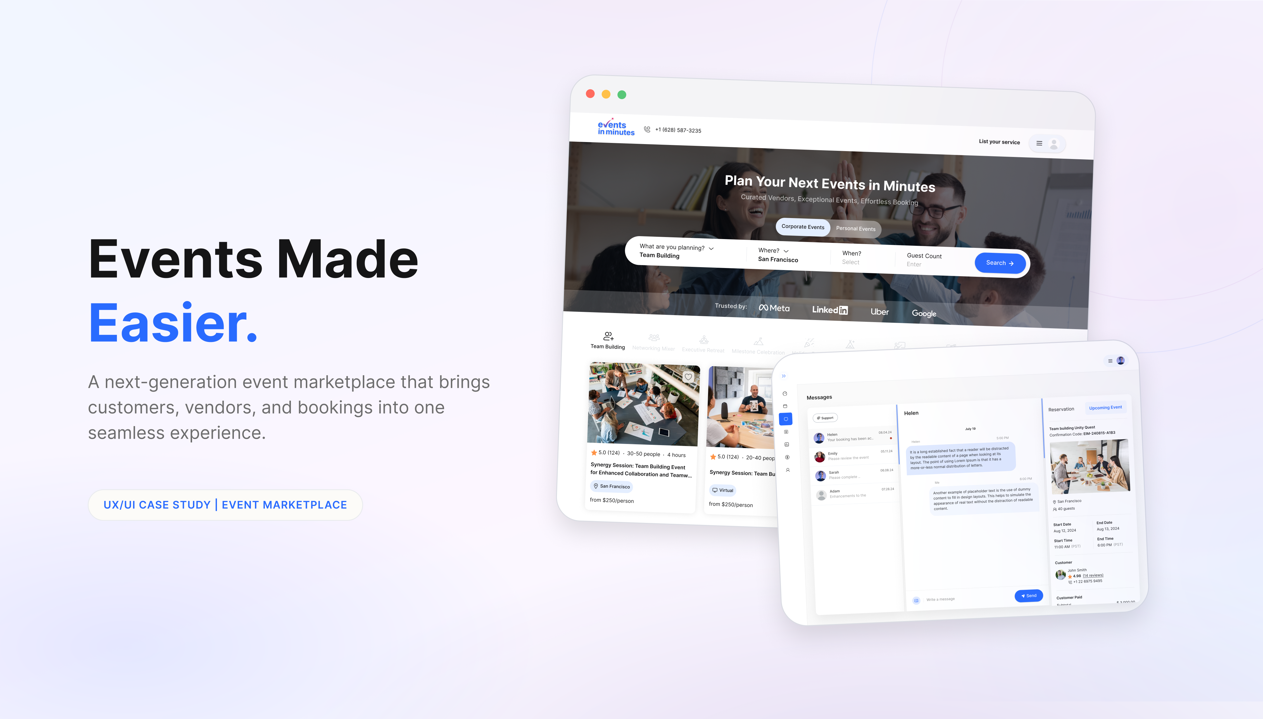 Events in Minutes — Event Marketplace UX/UI Case Study case study design event marketplace figma product design ui uiux user experience ux ux design web design