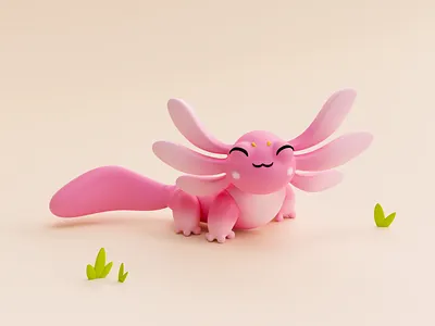 Cute Axolotl 3d 3d art blender character cute emoji sculpting