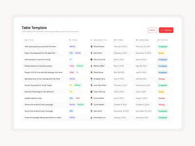 Table UI app concept design figma table tableui ui ux web web app