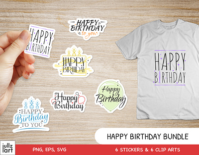 Happy Birthday bundle collection birthday bundle collection colorful illustration logo set stickers