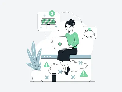 Solar Slice App 2d app black character clean design flat girl graphic design green illustration illustrator minimal simple ui vector vector art woman