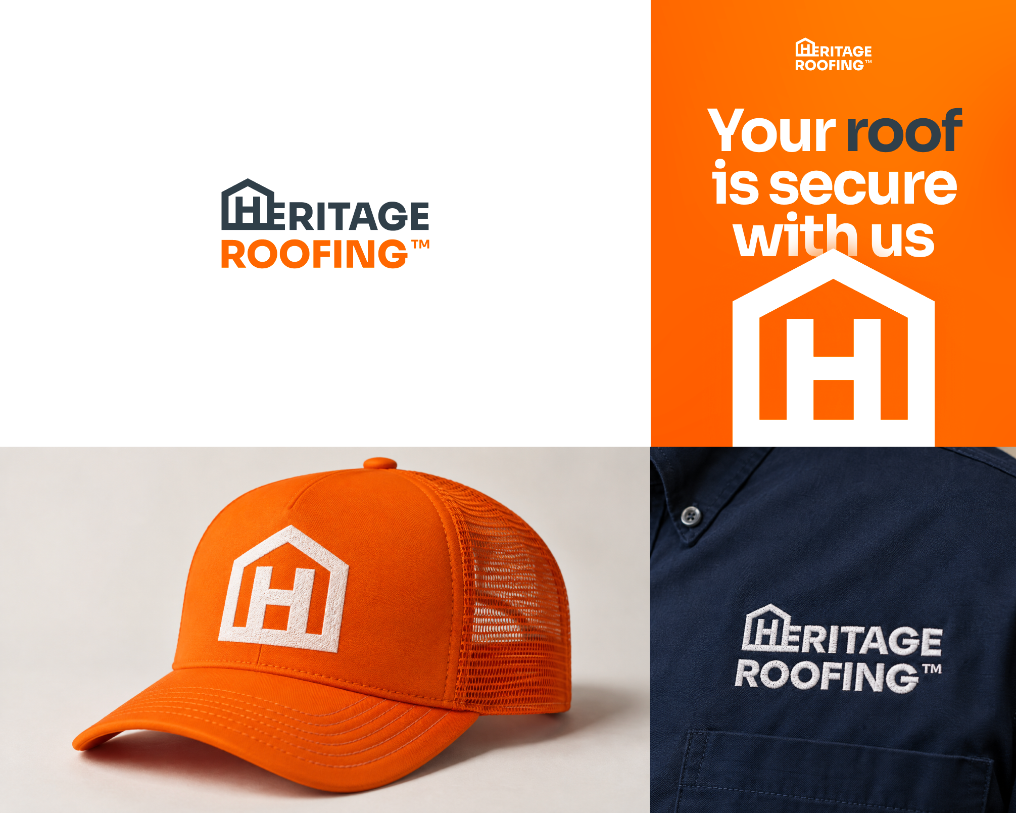 Roofing company branding brand guidelines branding construction branding construction company graphic design home logo house logo minimal branding orange branding roofing roofing company