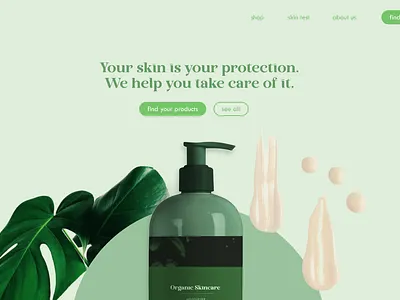 Organic Skincare concept cosmetics feminine graphic design green homepage plants ui ux webdesign