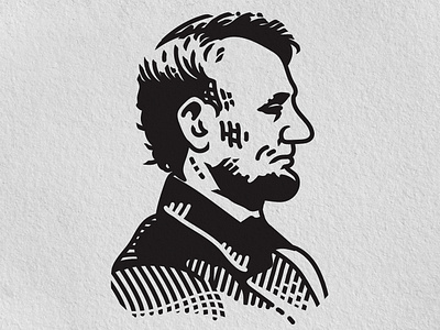 Minimal Woodcut Style Illustration N°8 : Abraham Lincoln black and white engraving etching heritage illustration intaglio pen and ink scraperboard scratchboard woodcut