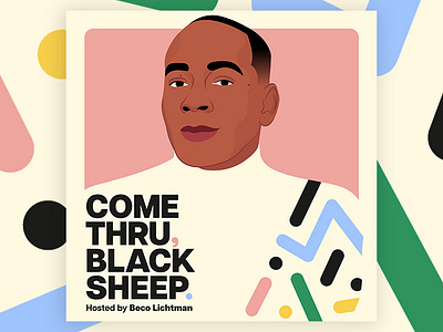 Podcast Branding - Come Thru, Black Sheep. branding digital art illustration illustrator minimal pattern podcast podcast art podcast branding podcast cover portrait vector