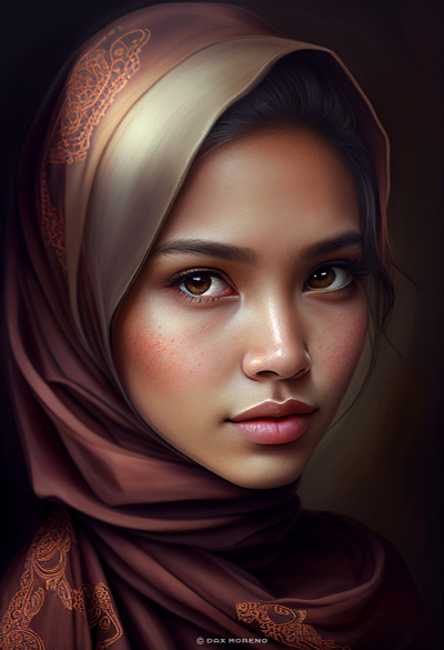 Intrinsic Beauty ai ai art ai artist artificial intelligence beautiful dax moreno female hijab indonesian javanese portrait woman