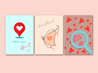 Postcards Set about Love design flat graphic design illustration inspiring postcard postcrossing vector