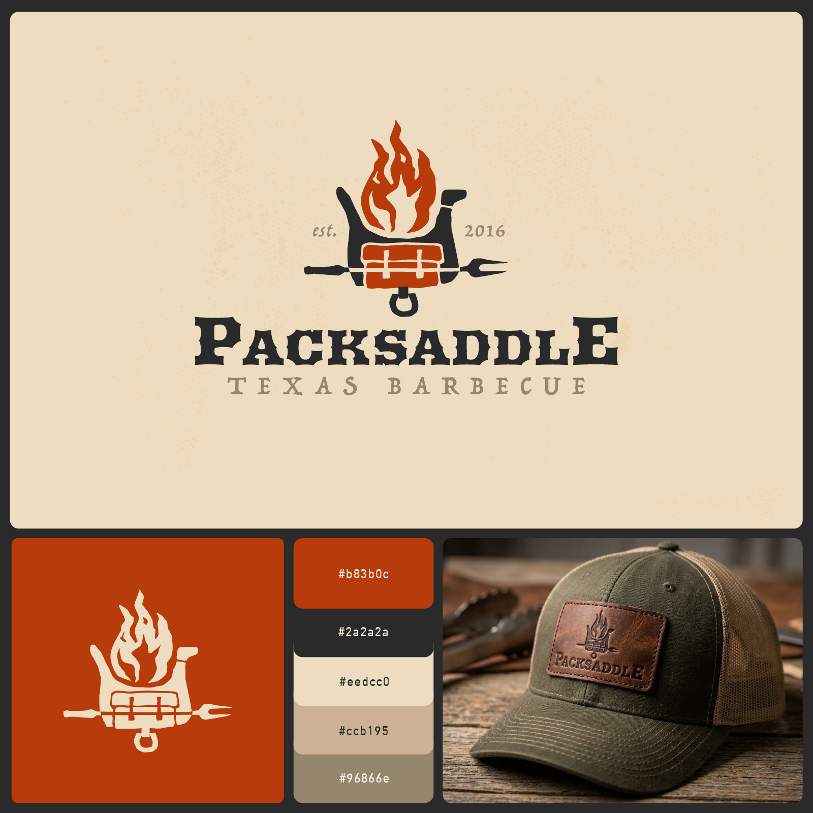 Rustic Texas Barbecue Brand Identity barbecue bbq brand identity branding fire food logo logo designer mark restaurant rustic texas vintage logo western