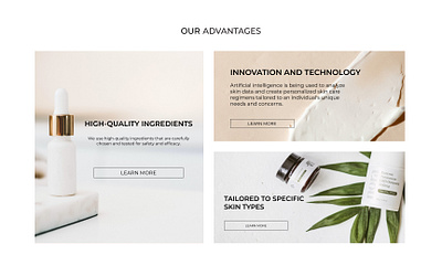 Cosmetic store. Landing advantages cosmetic design ui ux web