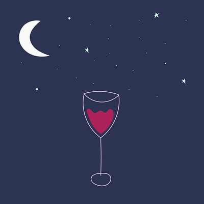 Night wine flat illustration vector