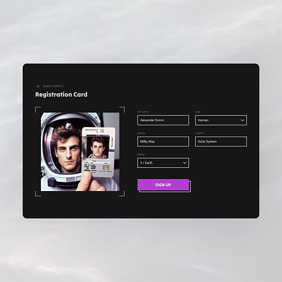 Daily UI — 001 Registration at the space station concept dailyui desktop registration space web design