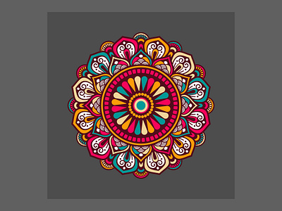 Colorful decorative floral-shaped illustrated mandala design. branding colorful mandala decorative design graphic design illustration mandala mandala design wall sticker