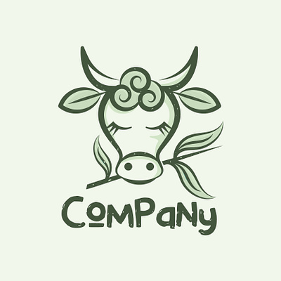 Green Cow logo branding bulls cow cowboy design farm green icon leaf logo logo for sale logo mark logotype milk natural organic logo pet sale symbol