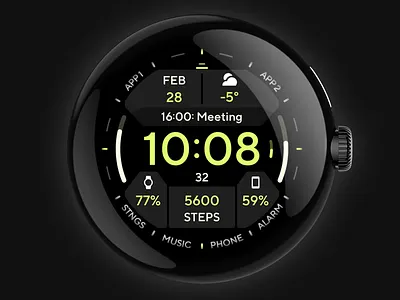 TACT TWO: Watch face for Wear OS amoled watch faces amoledwatchfaces android android wear app design fossil galaxy watch galaxywatch5 googleplay pixel watch pixelwatch ticwatch ui watch face watchface wear os wear os watch face wearos