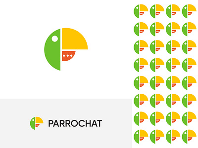 PARROCHAT logo design app logo brand mark branding chat design flat graphic design icon illustration life logo logo design logomark minimal parrot premium social ui unique vector