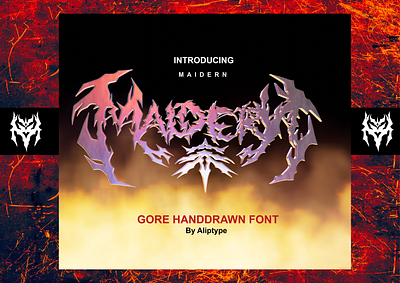 MAIDERN - GORE TYPEFACE 3d branding brutal font design font font design fonts gore gore font graphic design heavy metal heavy metal font horror font lettering logo motion graphics music font typeface typeface display typography