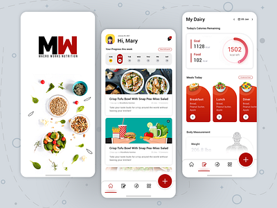 MW Mobile App Design - UI creative design figma graphic design health home screen illustration meals mobile app mobile app screen design photoshop ui uiux