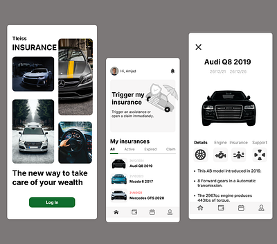 Insurance App app car design figma graphic design insurance logo ui uiux ux